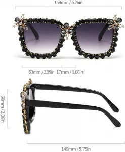 Солнцезащитные очки Melrose Square с блестками и стразами для женщин, модный дизайн с кристаллами и бриллиантами, модель 2435BZ, Black