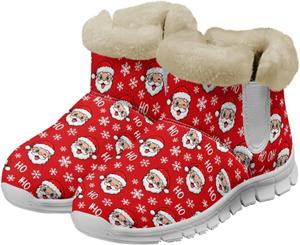 Женские зимние снежные ботинки Удобные теплые ботильоны на щиколотку Противоскользящие для активного отдыха, походов, велосипедных поездок Размер 36-45 Quxjehoe, Santa Claus