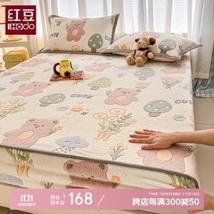 Red Bean Home Textiles Комплект постельного белья из 3 предметов (простыня на резинке 180х200 см, 2 наволочки), велюр с 3D снежинками, цвет Forest Park