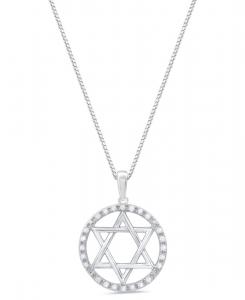 Подвеска в виде звезды Давида с бриллиантами (1/4 карата) в оправе из стерлингового серебра Marsala, Sterling Silver