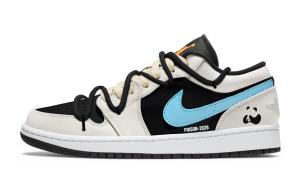 Jordan Детские баскетбольные кроссовки Air 1 Panda Cub из коровьей кожи, классические и универсальные, низкие, цвет «Ледниковый синий»