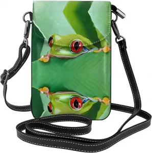 Маленькая сумочка для телефона с принтом «Детёныш древесной лягушки», сумка через плечо с магнитной застежкой и отделениями для карт, из искусственной кожи Ultra Fiber.