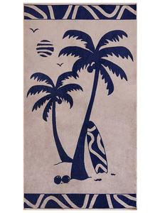 Le Comptoir de la Plage Пляжное полотенце «Ликома» бежево-темно-синего цвета - (Д)170 x (Ш)90 см