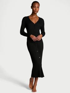 Роскошное кремовое трикотажное платье-кардиган Victoria'S Secret, черный