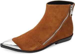 Женские комфортные западные ботильоны FSJ с низким каблуком, заостренным носком и боковой молнией, повседневные рабочие туфли, размер 4-15 US, Brown