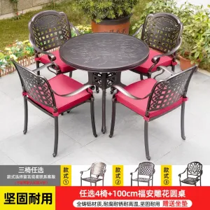 Комплект садовой мебели Green Water: 4 стула сетчатый классический узор, стол круглый резной, 100 см