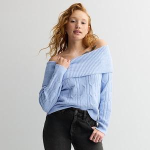 Длинный свитер с открытыми плечами для подростков Madden Girl, Blue Ice