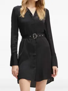 Платье мини с длинными рукавами и поясом Guess Usa, черный