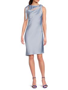 Мини-коктейльное платье из розового атласа Area Stars, светло-синий