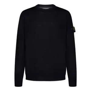 Свитер wool crewneck sweater 'black' Stone Island, черный