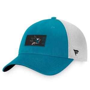 Мужская кепка Fanatics с логотипом бирюзового/белого цвета San Jose Sharks Authentic Pro Rink Trucker Snapback