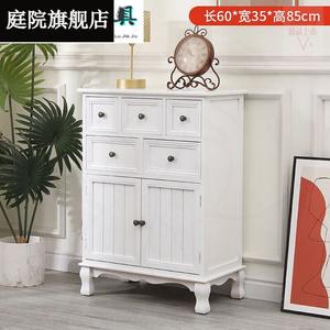 Yu Senyi Комод 85 см для спальни и гостиной из массива дерева, с дверцами и ящиками, в стиле модерн, белый