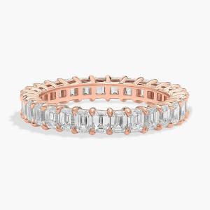 Кольцо Eternity с выращенным в лаборатории бриллиантом изумрудной огранки из розового золота 14 карат (2 карата Tw. - FG / VS2-SI1) Blue Nile