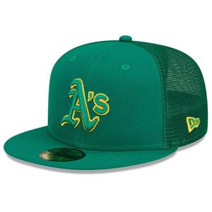 Мужская облегающая кепка New Era Green Oakland Athletics 2022 59FIFTY