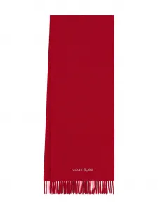 Шарф с вышивкой и бахромой Courrèges, красный