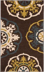 Ковер SAFAVIEH, 92 x 153 см, Newbury Collection, коричневый и зеленый, цветочный деревенский дизайн, не линяет и прост в уходе, идеален для помещений с высокой проходимостью: прихожая, гостиная, спальня (NWB8699-2552)