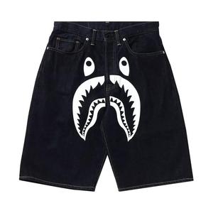 Шорты BAPE Shark Denim Shorts, Navy/White