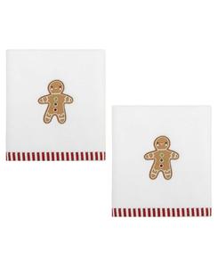 Набор из двух хлопковых полотенец для рук с изображением пряничного человечка, 61 см x 40 см Avanti, белый