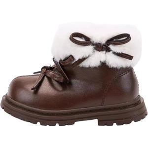 Термоустойчивые противоскользящие высокие кроссовки для детей 3-7 лет QINUOSHU, коричневый