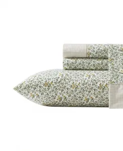 Комплект постельного белья Loveston из 3 предметов, хлопковый перкаль, плотность ткани 200 нитей, размер Twin Laura Ashley, Tierney Green
