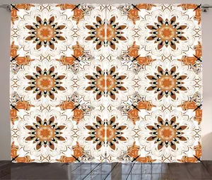 Штора ABAKUHAUS в стиле рустик, белая и черная, с рисунком мандалы и бабочки, универсальная, с петлями и крючками, для гостиной, 280 x 225 см, разноцветная Abakuhaus