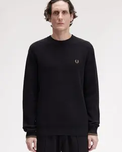 Мужской джемпер с круглым вырезом и длинными рукавами Fred Perry, черный