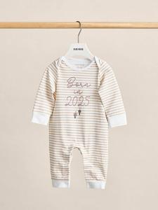 Детский комбинезон Arty 'Born in 2025' из хлопковой смеси Reiss, Ivory