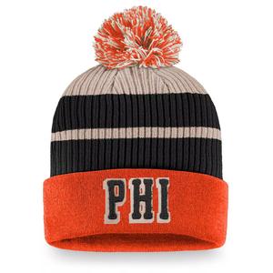 Мужская оранжевая вязаная шапка Fanatics Philadelphia Flyers True Classics с манжетами и помпоном