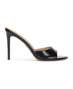 Мюли на каблуке из тисненой кожи Kazar, черный