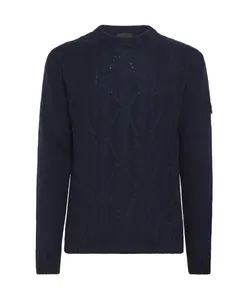 Синий шерстяной свитер из смесовой шерсти с узором «косичка». Peuterey, синий