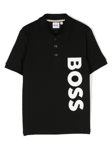 Рубашка поло с логотипом BOSS Kidswear, черный