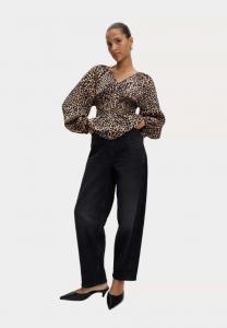 Блуза Marks & Spencer ANIMAL PRINT PUFF SLEEVE, Brown Mix/Mottled Brown
