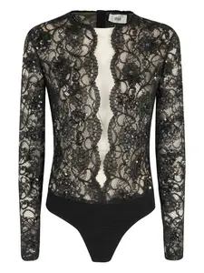Кружевное боди с пайетками Nissa, черный