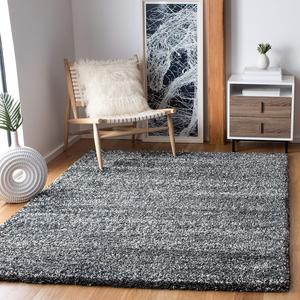 Ковер SAFAVIEH, 92 x 153 см, Hudson Shag Collection, Dark Grey & Ivory, без линьки и простой в уходе, идеален для помещений с высокой проходимостью: прихожая, гостиная, спальня (SGH295F)