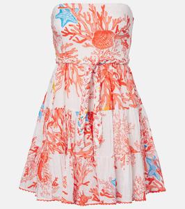 Мини-платье Christine из хлопка с принтом Poupette St Barth, Orange Oceanopolis