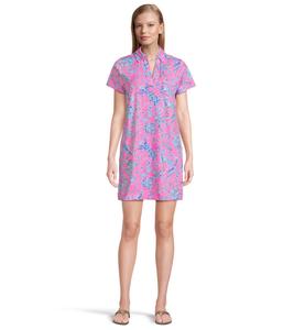 Платье Lilly Pulitzer Dune Upf 50+ Short Sleeve, Rousseau Pink Barefoot Beachcombers