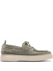 Лоферы из плетеной кожи Officine Creative, зеленый