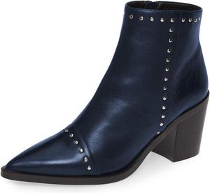 Женские ботильоны FSJ с низким и средним каблуком, заостренным носком, заклепками и шипами, для вечеринок и офиса, с боковой молнией, размер 4-15 US, Navy