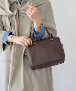 Кожаная сумка-бостон KONOJI Rive Droite, цвет Dark Brown