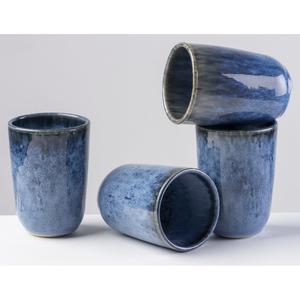 Бокал Wilde Schlucht в скандинавском стиле, реактивная глазурь, каждый экземпляр уникален, набор из 4 предметов Gipfelstück, синий/коричневый/черный