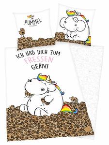 Комплект постельного белья из двух частей фланели, 135x200 см, дизайн Пуммельхорн, белый/коричневый цвет JACK, 135x200 см