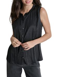 Плиссированная рубашка без рукавов DKNY, черный