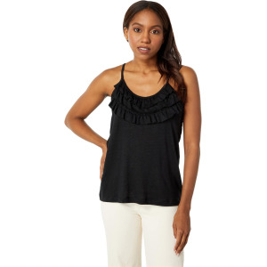 Майка Chaser Linen Jersey Adjustable Strap Ruffle Cami, цвет True Black