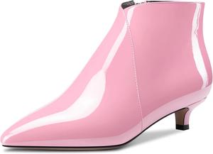 Женские ботильоны Aachcol с коротким голенищем, заостренным носком, низким каблуком-кисочкой с молнией, деловая обувь высотой 3,8 см, Rosa