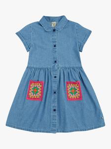 Детское платье-рубашка Kimberley из чистого органического хлопка Frugi, Denim Blue/Multi