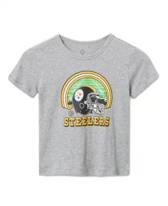 Футболка унисекс с символикой команды НФЛ «Питтсбург Стилерс» - для малышей и взрослых. Junk Food Clothing, серый