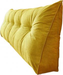 Двустороннее изголовье для сидения и лежа, клиновидная подушка для чтения, подушка для поддержки положения во время чтения, подушка для спины и поясницы, мягкая и дышащая подушка для спины во время чтения (цвет: желтый) COZMAX, Yellow