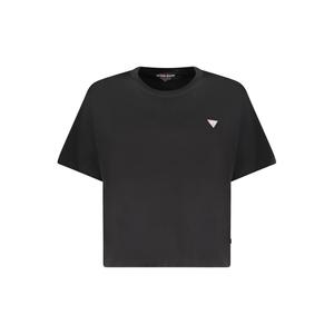 Черная хлопковая женская футболка Guess Shoes, черный