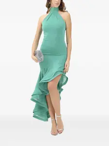 Платье асимметричного кроя с вырезом халтер SIMONA CORSELLINI, зеленый