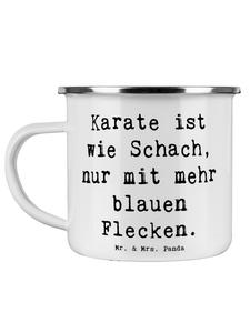 Эмалированная кружка для кемпинга с надписью Шахматы-каратэ белого цвета Mr. & Mrs. Panda